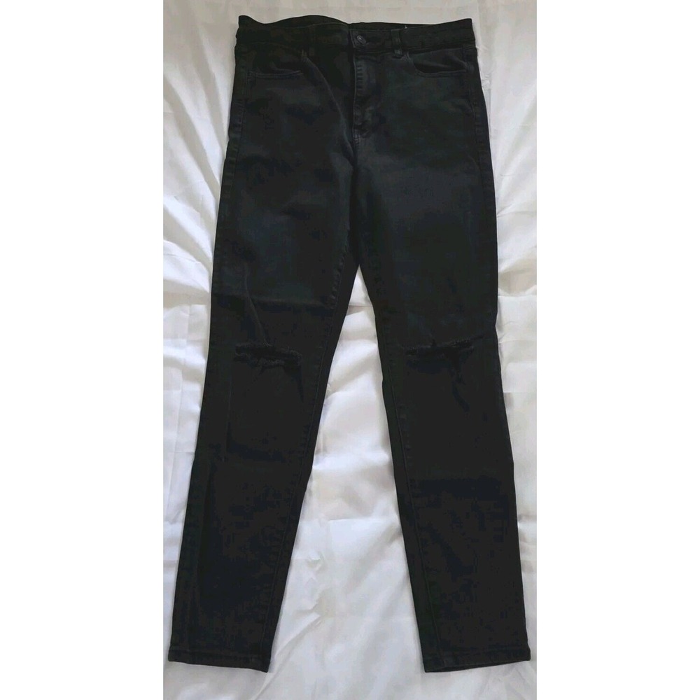 American Eagle Jeans Womens 14 Black Distressed Ne(x)t Level Stretch Slim High